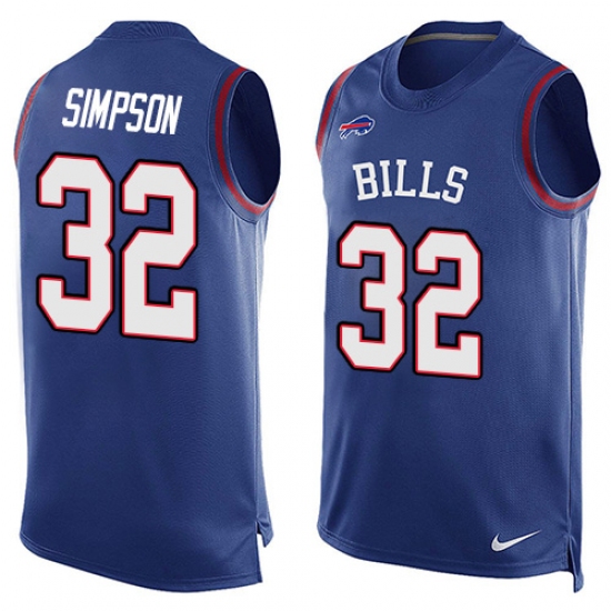 Men's Nike Buffalo Bills #32 O. J. Simpson Limited Royal Blue Player Name & Number Tank Top NFL Jersey - Ujersey