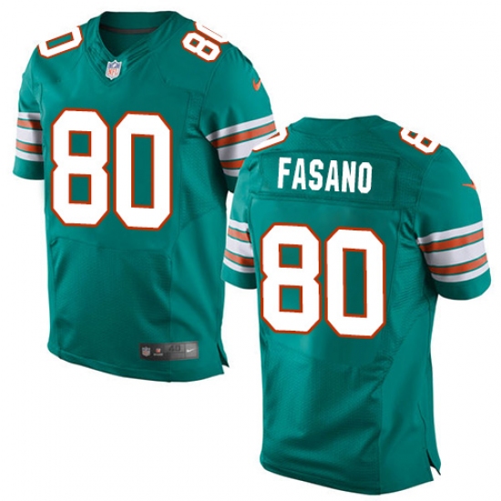 Men's Nike Miami Dolphins #80 Anthony Fasano Elite Aqua Green Alternate NFL Jersey - Ujersey