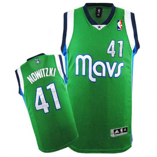 Men's Adidas Dallas Mavericks #41 Dirk Nowitzki Authentic Green NBA Jersey - Ujersey