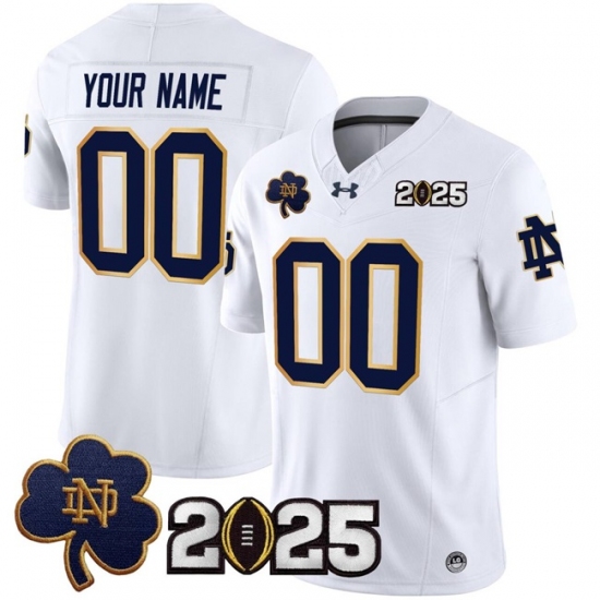 Men's Notre Dame Fighting Irish ACTIVE PLAYER Custom White F.U.S.E. 2025 CFP Final Patch Limited Stitched Football Jersey - Ujersey