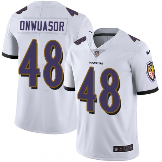 Youth Nike Baltimore Ravens #48 Patrick Onwuasor White Vapor Untouchable Elite Player NFL Jersey - Ujersey