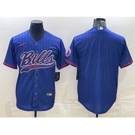 Men's Buffalo Bills Team Big Logo Cool Base Stitched Baseball Jersey - Ujersey