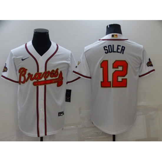 Men's Atlanta Braves #12 Jorge Soler Nike White 2022 Gold Program Authentic Player Jersey
