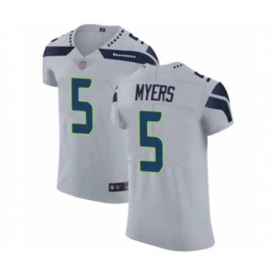 Men's Seattle Seahawks #5 Jason Myers Grey Alternate Vapor Untouchable Elite Player Football Jersey - Ujersey