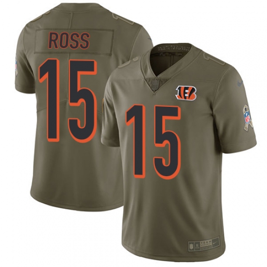 Youth Nike Cincinnati Bengals #15 John Ross Limited Olive 2017 Salute to Service NFL Jersey - Ujersey