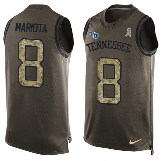 Men's Nike Tennessee Titans #8 Marcus Mariota Limited Green Salute to Service Tank Top NFL Jersey - Ujersey
