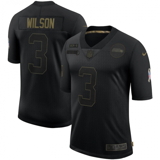 Men's Seattle Seahawks #3 Russell Wilson Black Nike 2020 Salute To Service Limited Jersey - Ujersey