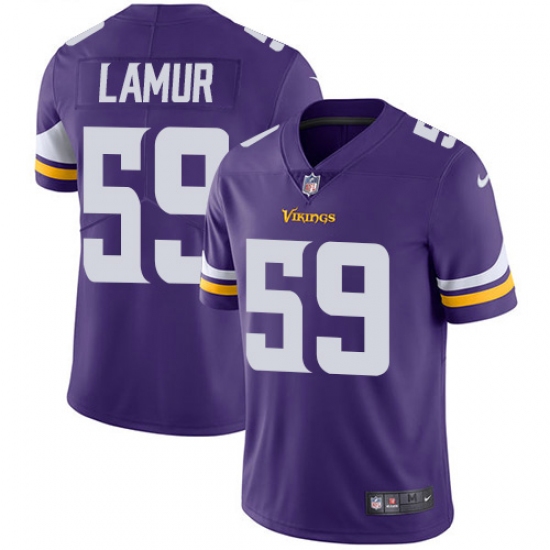 Men's Nike Minnesota Vikings #59 Emmanuel Lamur Purple Team Color Vapor Untouchable Limited Player NFL Jersey - Ujersey