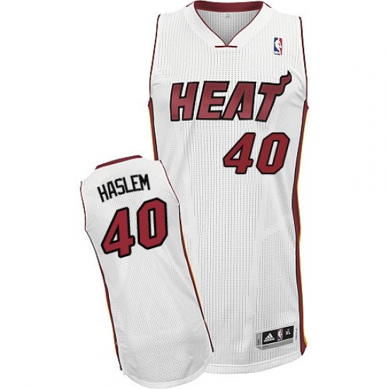 Men's Adidas Miami Heat #40 Udonis Haslem Authentic White Home NBA Jersey - Ujersey
