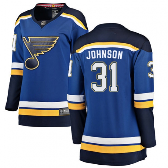 Women's St. Louis Blues #31 Chad Johnson Fanatics Branded Royal Blue Home Breakaway NHL Jersey - Ujersey