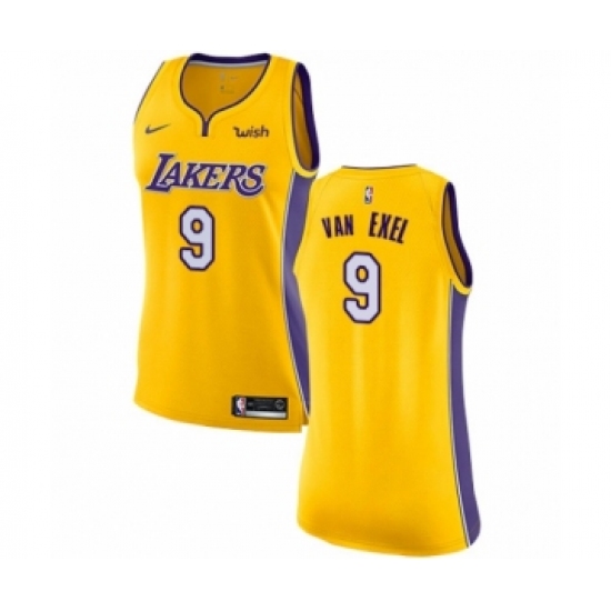 Women's Los Angeles Lakers #9 Nick Van Exel Authentic Gold Home Basketball Jersey - Icon Edition - Ujersey
