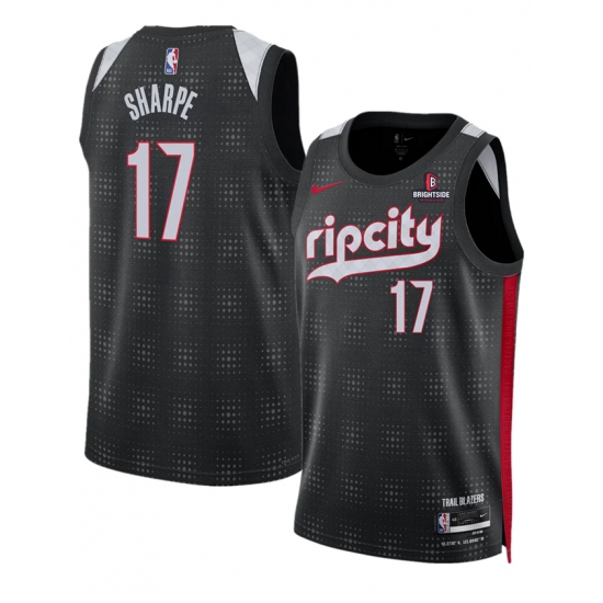 Men's Portland Trail Blazers #17 Shaedon Sharpe Black 2024-25 City Edition Edition Stitched Basketball Jersey - Ujersey