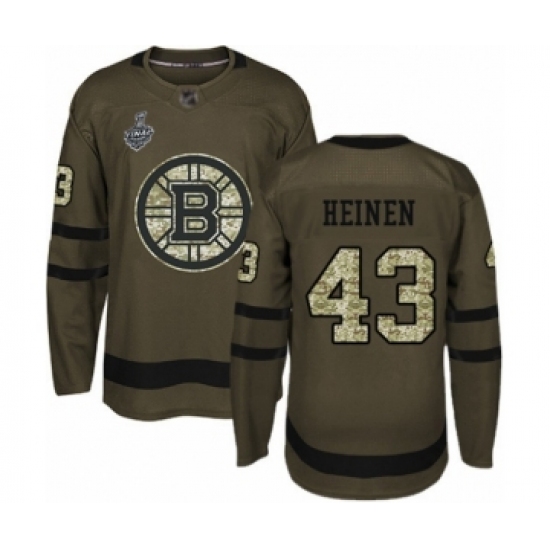 Men's Boston Bruins #43 Danton Heinen Authentic Green Salute to Service 2019 Stanley Cup Final Bound Hockey Jersey - Ujersey