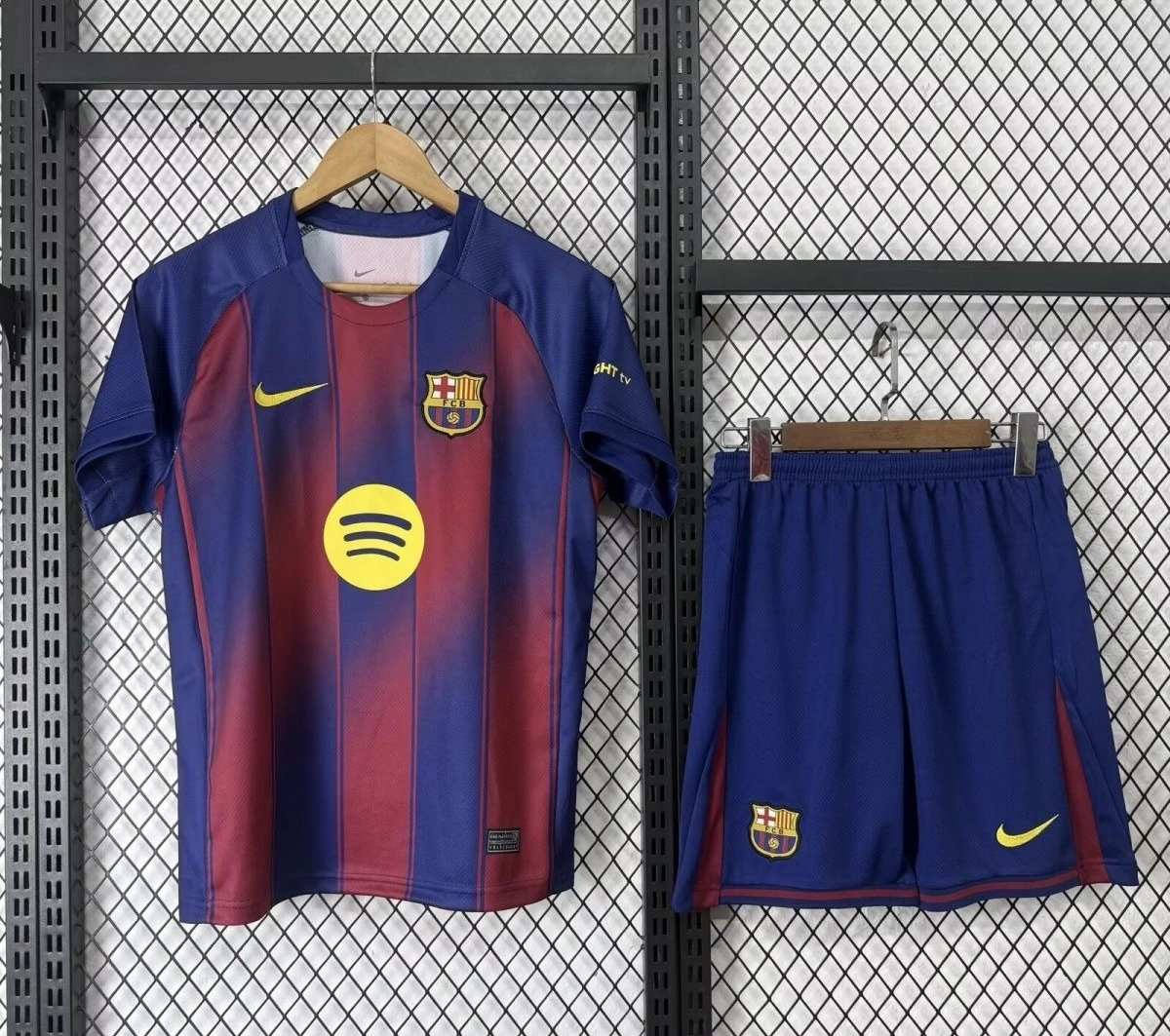 Barcelona Home Soccer Kids Kit Jersey+Shorts 2025/26 - Ujersey NHL