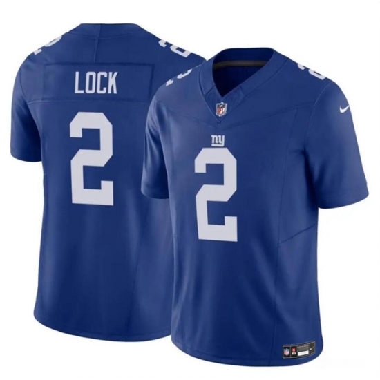 Men's New York Giants #2 Drew Lock Blue 2023 F.U.S.E. Vapor Untouchable Limited Football Stitched Jersey - Ujersey
