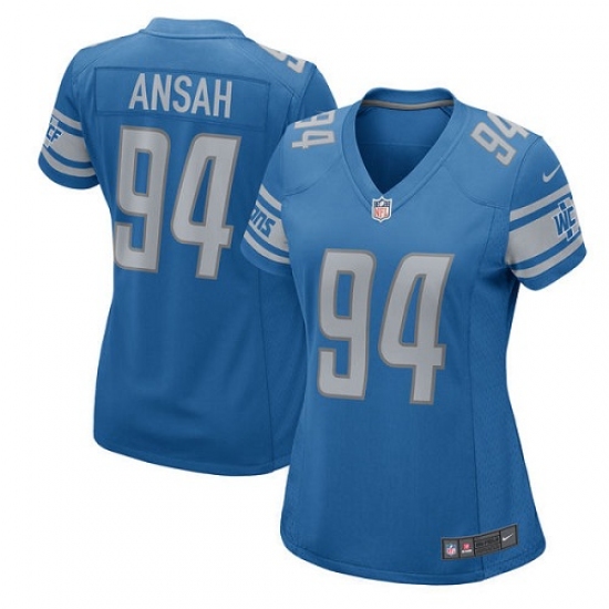 Women's Nike Detroit Lions #94 Ziggy Ansah Game Light Blue Team Color NFL Jersey - Ujersey
