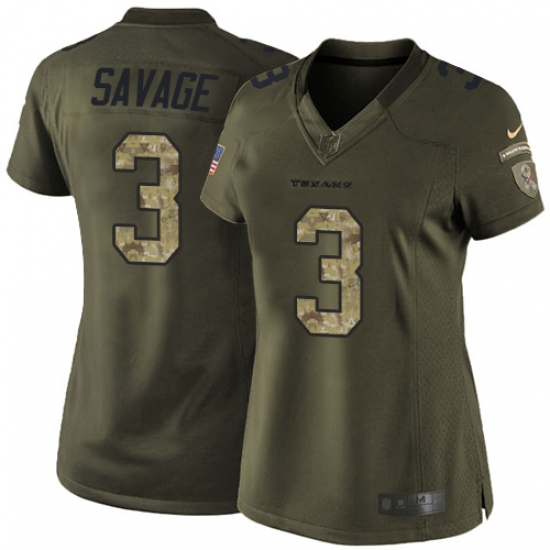 Women's Nike Houston Texans #3 Tom Savage Elite Green Salute to Service NFL Jersey - Ujersey