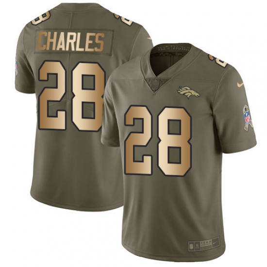 Youth Nike Denver Broncos #28 Jamaal Charles Limited Olive/Gold 2017 Salute to Service NFL Jersey - Ujersey