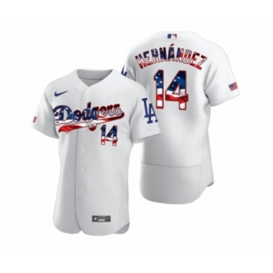 Men's Enrique Hernandez #14 Los Angeles Dodgers White 2020 Stars & Stripes 4th of July Jersey - Ujersey