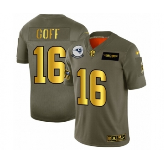 Men's Los Angeles Rams #16 Jared Goff Limited Olive Gold 2019 Salute to Service Football Jersey - Ujersey