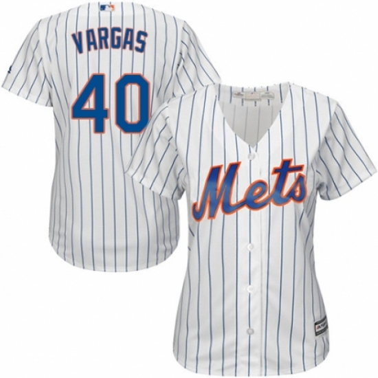 Women's Majestic New York Mets #40 Jason Vargas Authentic White Home Cool Base MLB Jersey - Ujersey