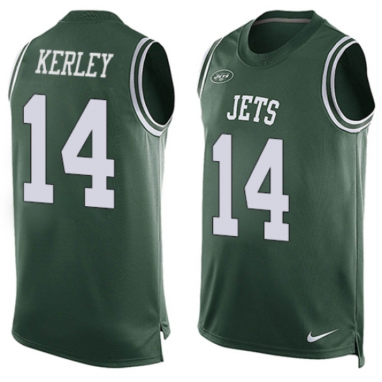 Men's Nike New York Jets #14 Jeremy Kerley Limited Green Player Name & Number Tank Top NFL Jersey - Ujersey