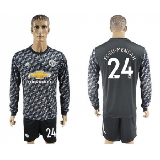 Manchester United #24 Fosu-Mensah Black Long Sleeves Soccer Club Jersey