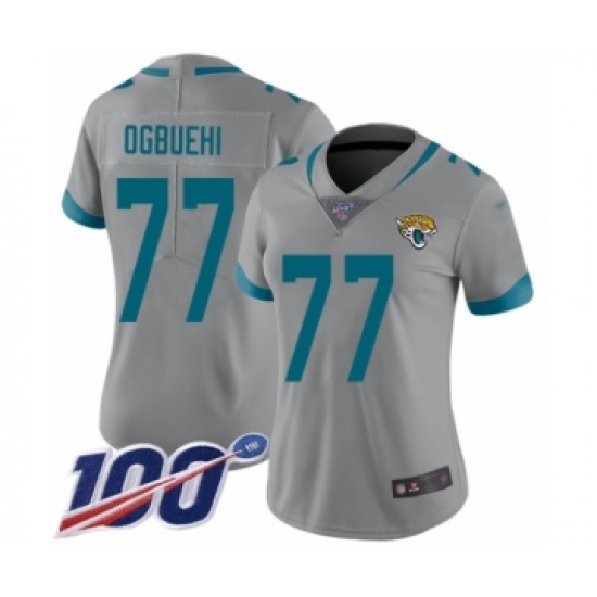 Women's Jacksonville Jaguars #77 Cedric Ogbuehi Silver Inverted Legend Limited 100th Season Football Jersey - Ujersey
