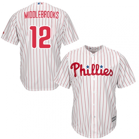 Youth Majestic Philadelphia Phillies #12 Will Middlebrooks Authentic White/Red Strip Home Cool Base MLB Jersey - Ujersey