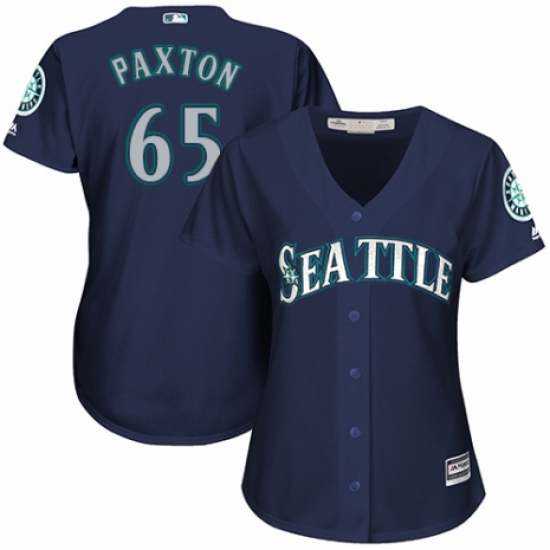 Women's Majestic Seattle Mariners #65 James Paxton Replica Navy Blue Alternate 2 Cool Base MLB Jersey