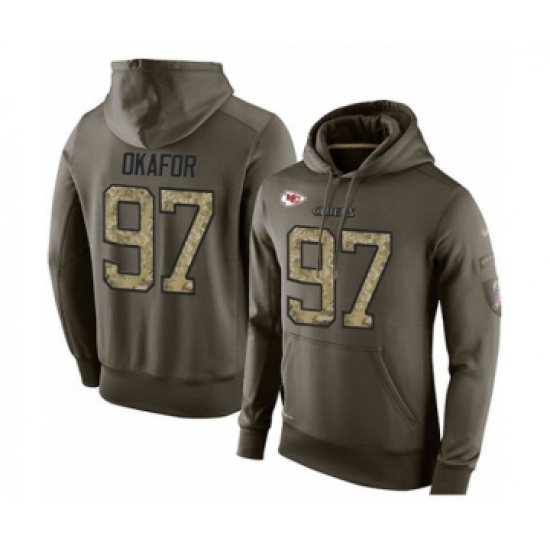 Football Men's Kansas City Chiefs #97 Alex Okafor Green Salute To Service Pullover Hoodie - Ujersey