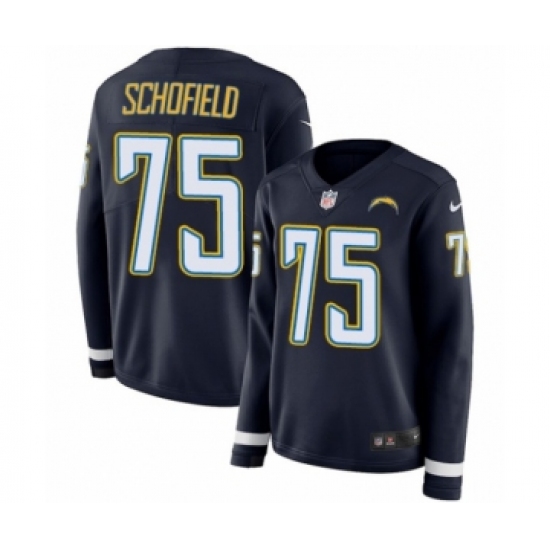 Women's Nike Los Angeles Chargers #75 Michael Schofield Limited Navy Blue Therma Long Sleeve NFL Jersey - Ujersey