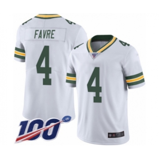 Men's Green Bay Packers #4 Brett Favre White Vapor Untouchable Limited Player 100th Season Football Jersey - Ujersey