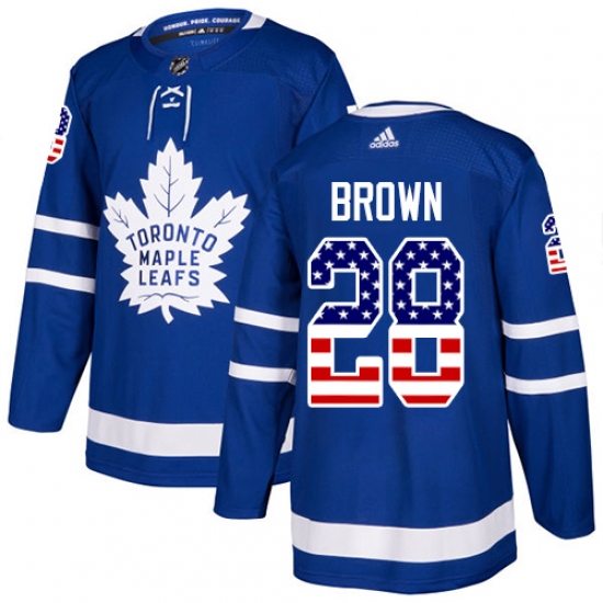 Youth Adidas Toronto Maple Leafs #28 Connor Brown Authentic Royal Blue USA Flag Fashion NHL Jersey - Ujersey