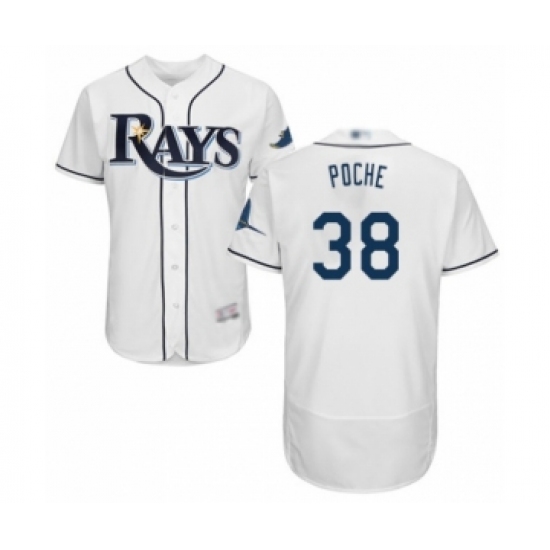 Men's Tampa Bay Rays #38 Colin Poche Home White Home Flex Base Authentic Collection Baseball Player Jersey - Ujersey