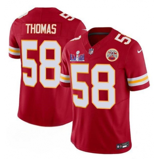 Men’s Kansas City Chiefs #58 Derrick Thomas Red 2024 F.U.S.E. Super Bowl LVIII Vapor Untouchable Limited Football Stitched Jersey - Ujersey