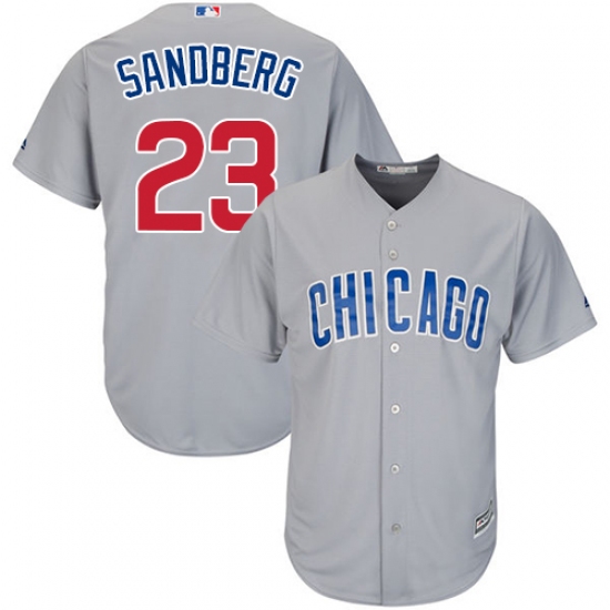 Men's Majestic Chicago Cubs #23 Ryne Sandberg Replica Grey Road Cool Base MLB Jersey - Ujersey