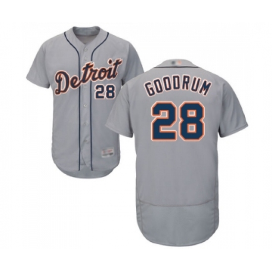 Men's Detroit Tigers #28 Niko Goodrum Grey Road Flex Base Authentic Collection Baseball Jersey - Ujersey