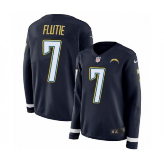 Women's Nike Los Angeles Chargers #7 Doug Flutie Limited Navy Blue Therma Long Sleeve NFL Jersey - Ujersey