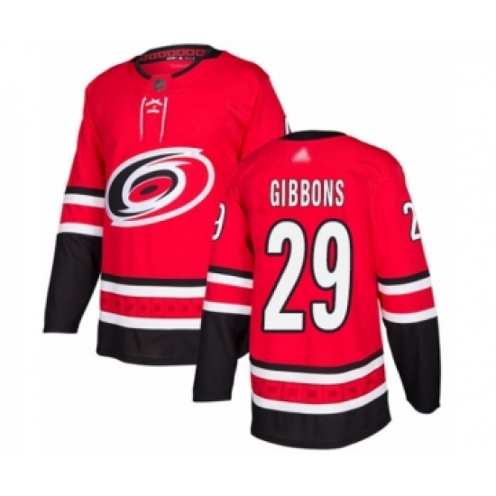 Men's Carolina Hurricanes #29 Brian Gibbons Authentic Red Home Hockey Jersey - Ujersey