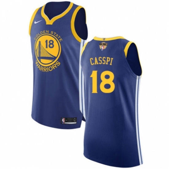 Men's Nike Golden State Warriors #18 Omri Casspi Authentic Royal Blue Road 2018 NBA Finals Bound NBA Jersey - Icon Edition - Ujersey