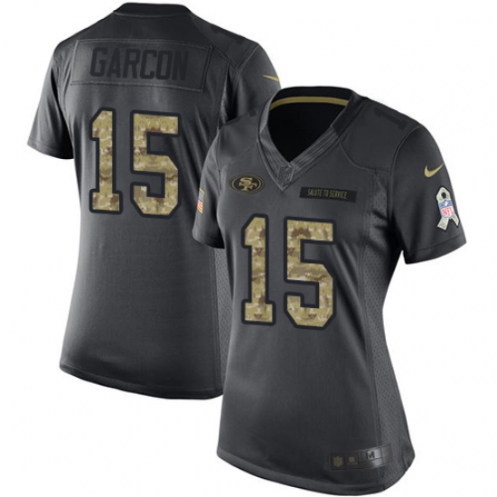 Women's Nike San Francisco 49ers #15 Pierre Garcon Limited Black 2016 Salute to Service NFL Jersey - Ujersey