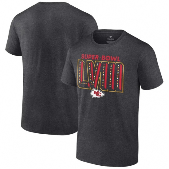 Men's Kansas City Chiefs Heather Charcoal Super Bowl LVIII Local Team T-Shirt - Ujersey