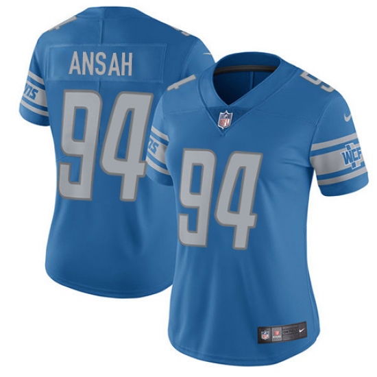 Women's Nike Detroit Lions #94 Ziggy Ansah Elite Light Blue Team Color NFL Jersey - Ujersey