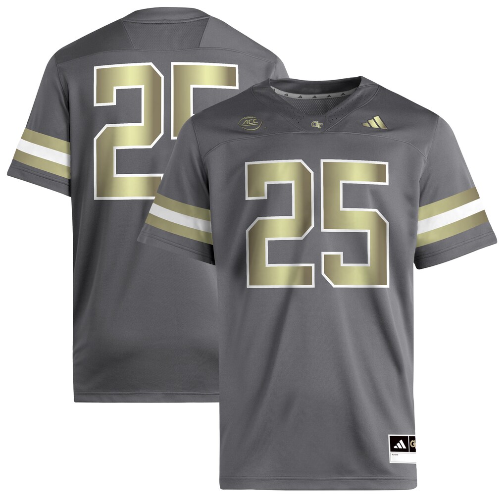 Men's adidas #25 Gray Georgia Tech Yellow Jackets Premier Jersey - ujerseystore