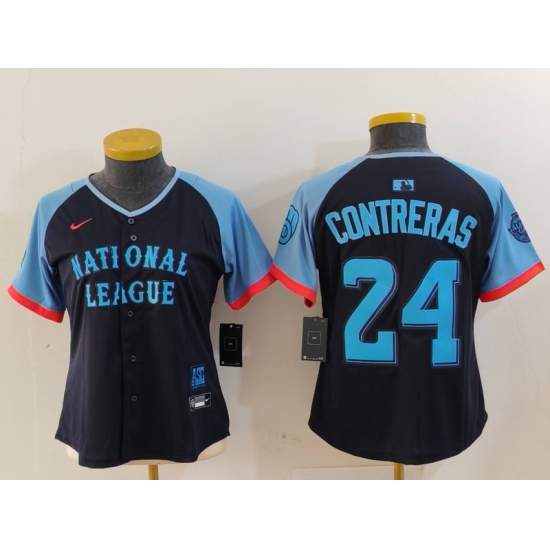 Women's Milwaukee Brewers #24 William Contreras Navy 2024 All Star Limited Stitched Jersey - Ujersey