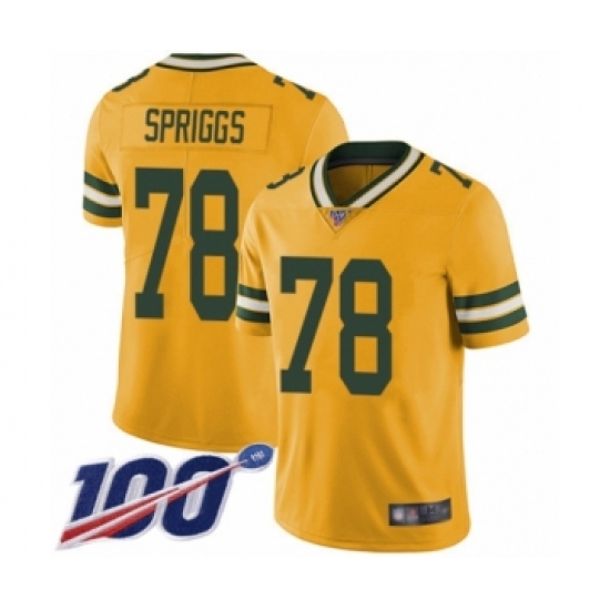 Men's Green Bay Packers #78 Jason Spriggs Limited Gold Rush Vapor Untouchable 100th Season Football Jersey - Ujersey