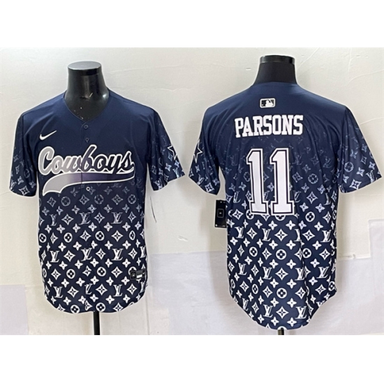 Men's Dallas Cowboys #11 Micah Parsons Navy Limited Stitched Baseball Jersey - Ujersey