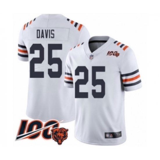 Men's Chicago Bears #25 Mike Davis White 100th Season Limited Football Jersey - Ujersey