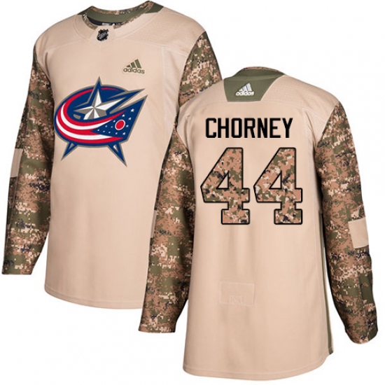 Men's Adidas Columbus Blue Jackets #44 Taylor Chorney Authentic Camo Veterans Day Practice NHL Jersey - Ujersey